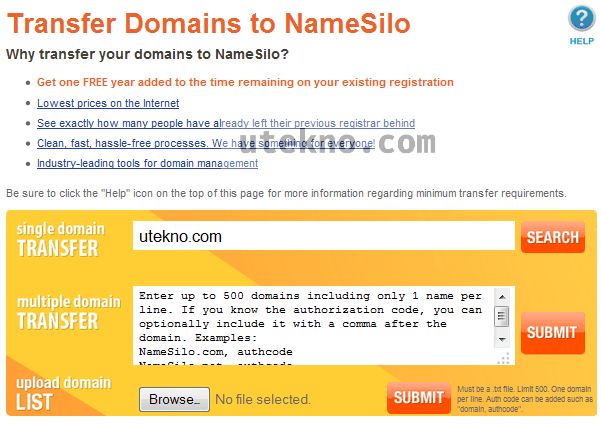 Cara transfer domain masuk ke NameSilo – uTekno
