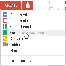 Google Docs create form