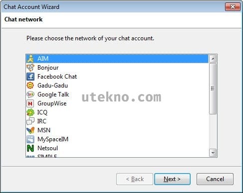 Mozilla Thunderbird chat accounts