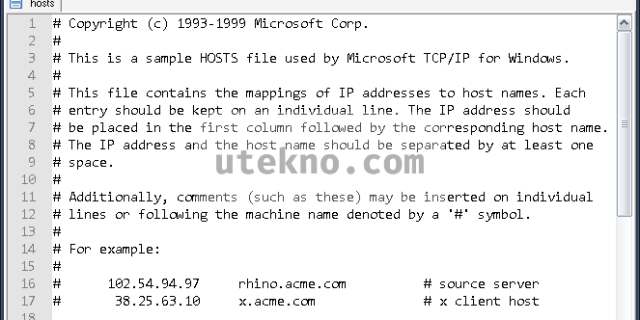 Windows hosts file default