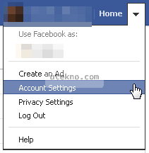 Facebook Account Settings menu