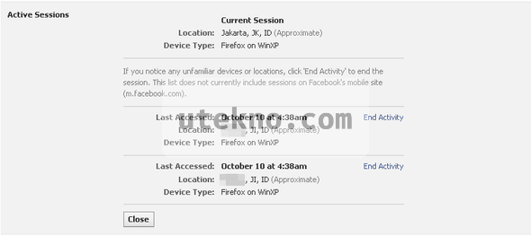 Facebook Security Settings Active Sessions