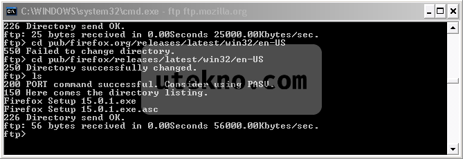 Windows command prompt FTP Firefox latest
