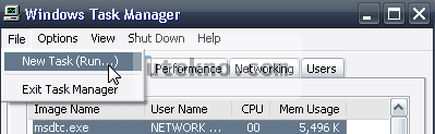 Windows Task Manager File New Task