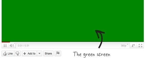 YouTube green screen flash