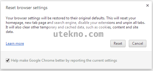 google chrome reset profile settings