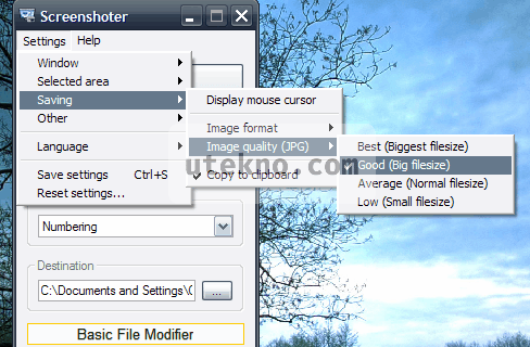 screenshoter jpg options