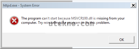 windows msvcr100 dll is missing