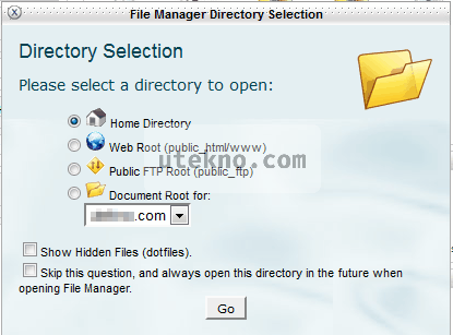 cpanel file manager directory selection