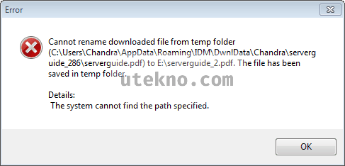 idm error cannot rename downloaded file from temp folder