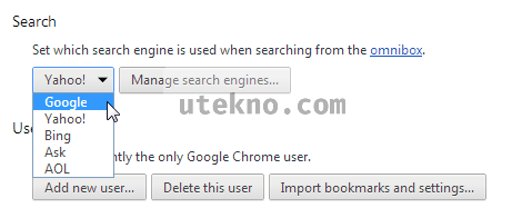 google chrome settings search