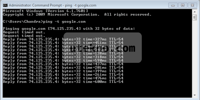 windows 7 command prompt ping t