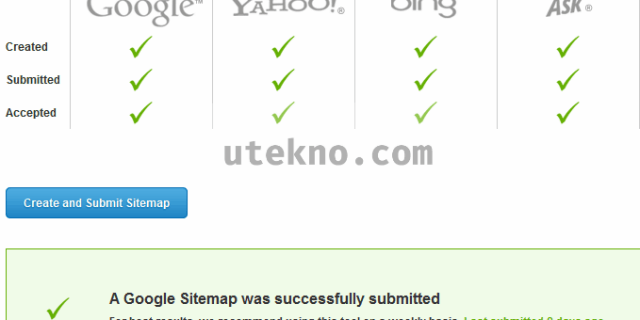 attracta create and submit sitemap done