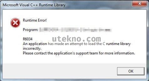 windows runtime error r6034