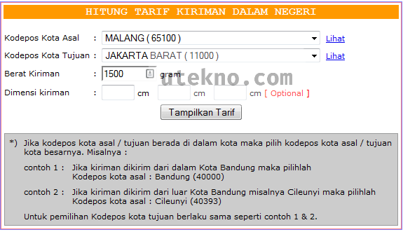 Cara cek tarif ongkos kirim Pos Indonesia • utekno
