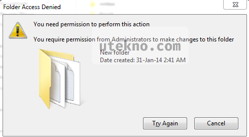 windows 7 warning you need permission to perform this action