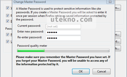 mozilla firefox options security master password