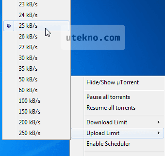 utorrent system tray upload limit