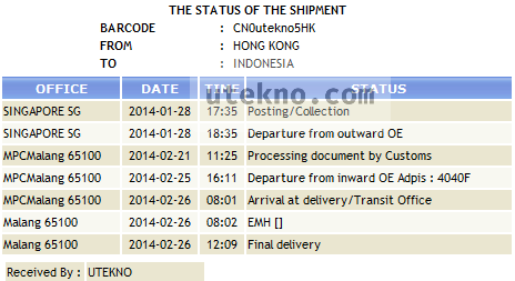 ems pos indonesia shipment status