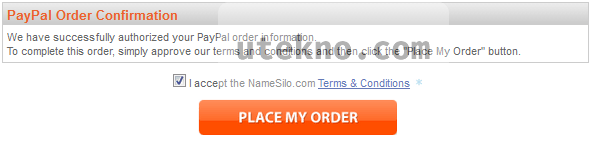 namesilo-paypal-order-confirmation