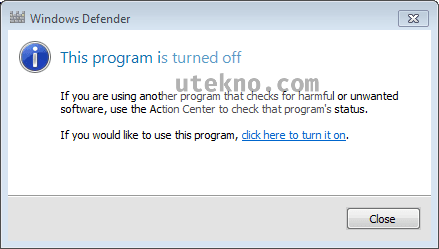 windows defender this program is turned off