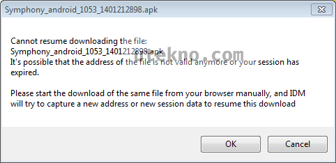 idm cannot resume downloading the file