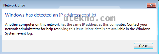 windows detected IP address conflict
