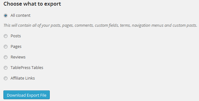 wordpress-choose-export