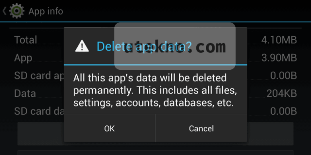android delete app data