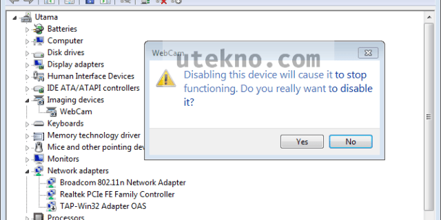 device manager disabling device cause stop functioning