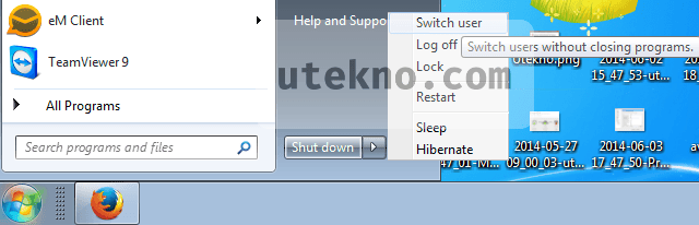 windows 7 start menu switch user