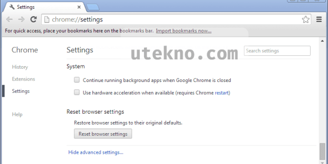 google chrome settings system