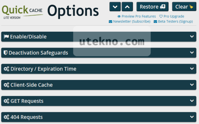 quick-cache-options