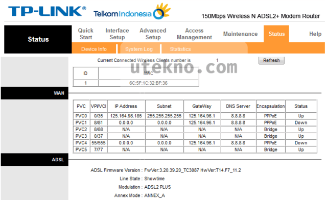 tp-link-td-w8151n-device-status