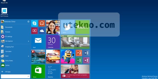 windows 10 technical preview start menu