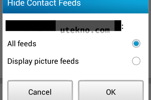 android bbm hide contact feeds