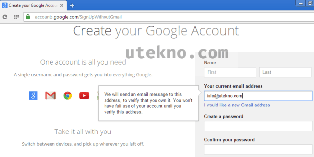 google sign up without gmail