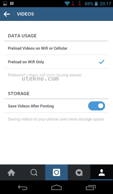 android-instagram-videos-settings