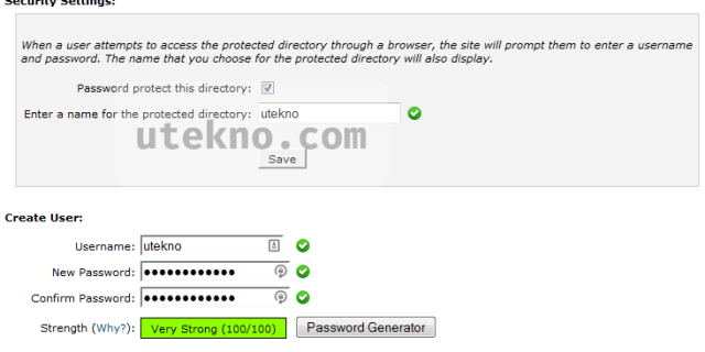 cpanel set the permissions for directory