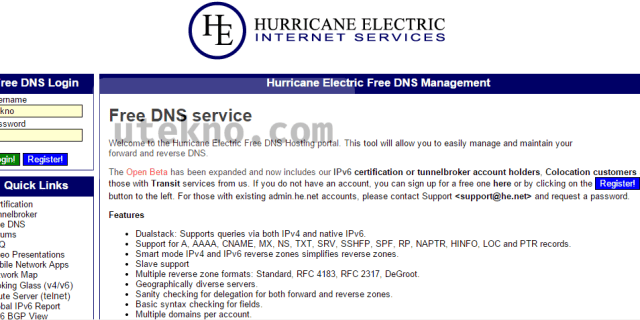 hurricane electric hosted dns