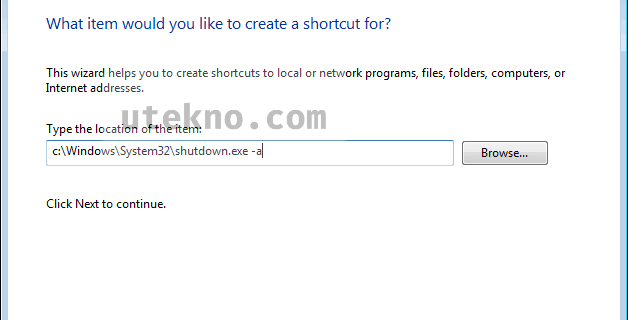 windows create shortcut location