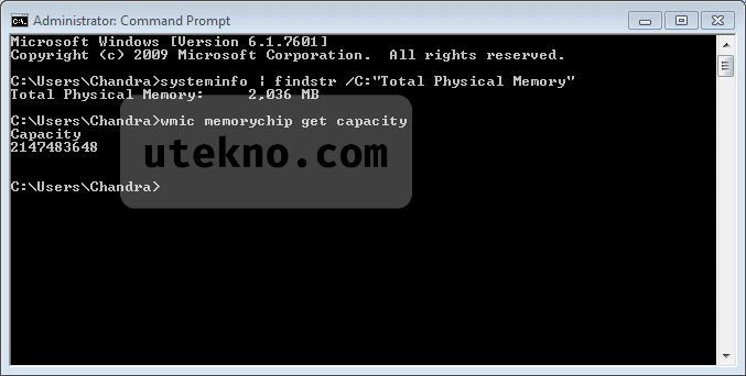 Cara mengetahui ukuran RAM melalui command prompt – uTekno