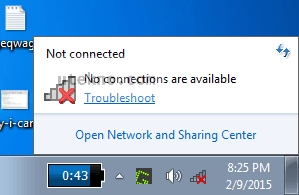 windows 7 no connections are available