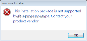this installation package is not supported by this processor type