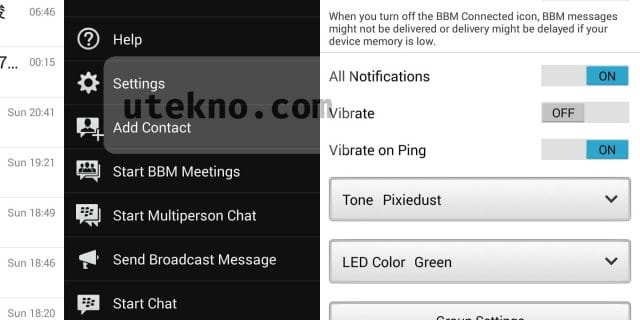android bbm notifications settings