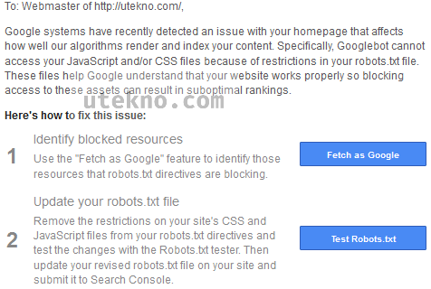 email googlebot cannot access css and js files