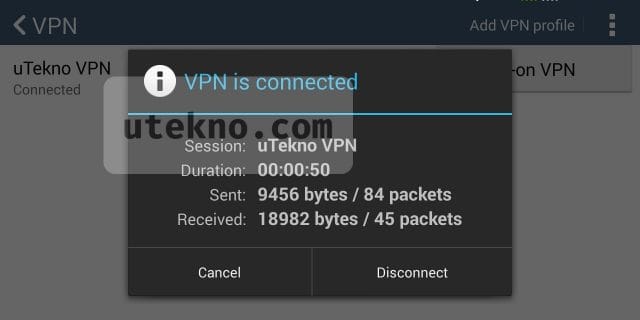 android vpn is connected