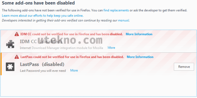 firefox some addons have been disabled