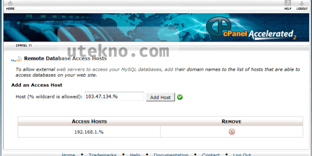 cpanel remote database access hosts