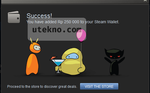 success you have added rp 250000 to your steam wallet